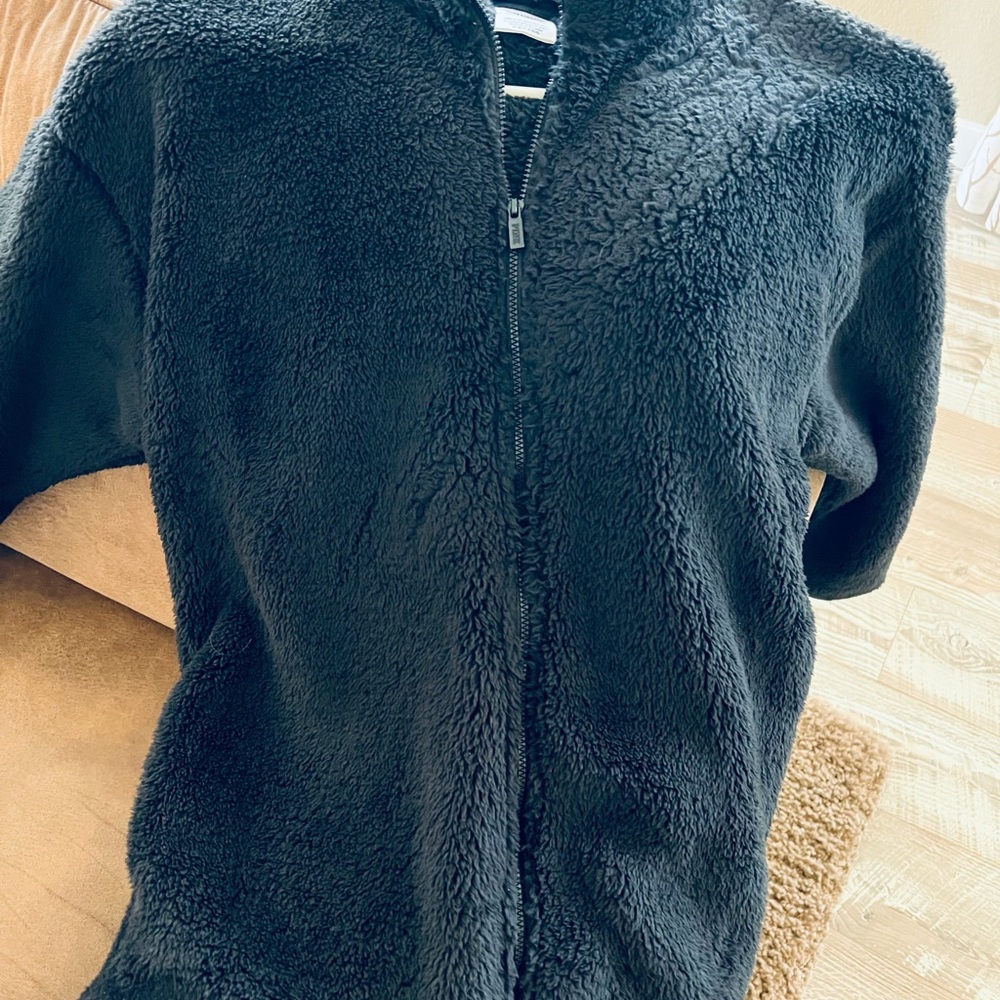 “PINK” VS Black Sherpa Front Zip Jacket Sz XS